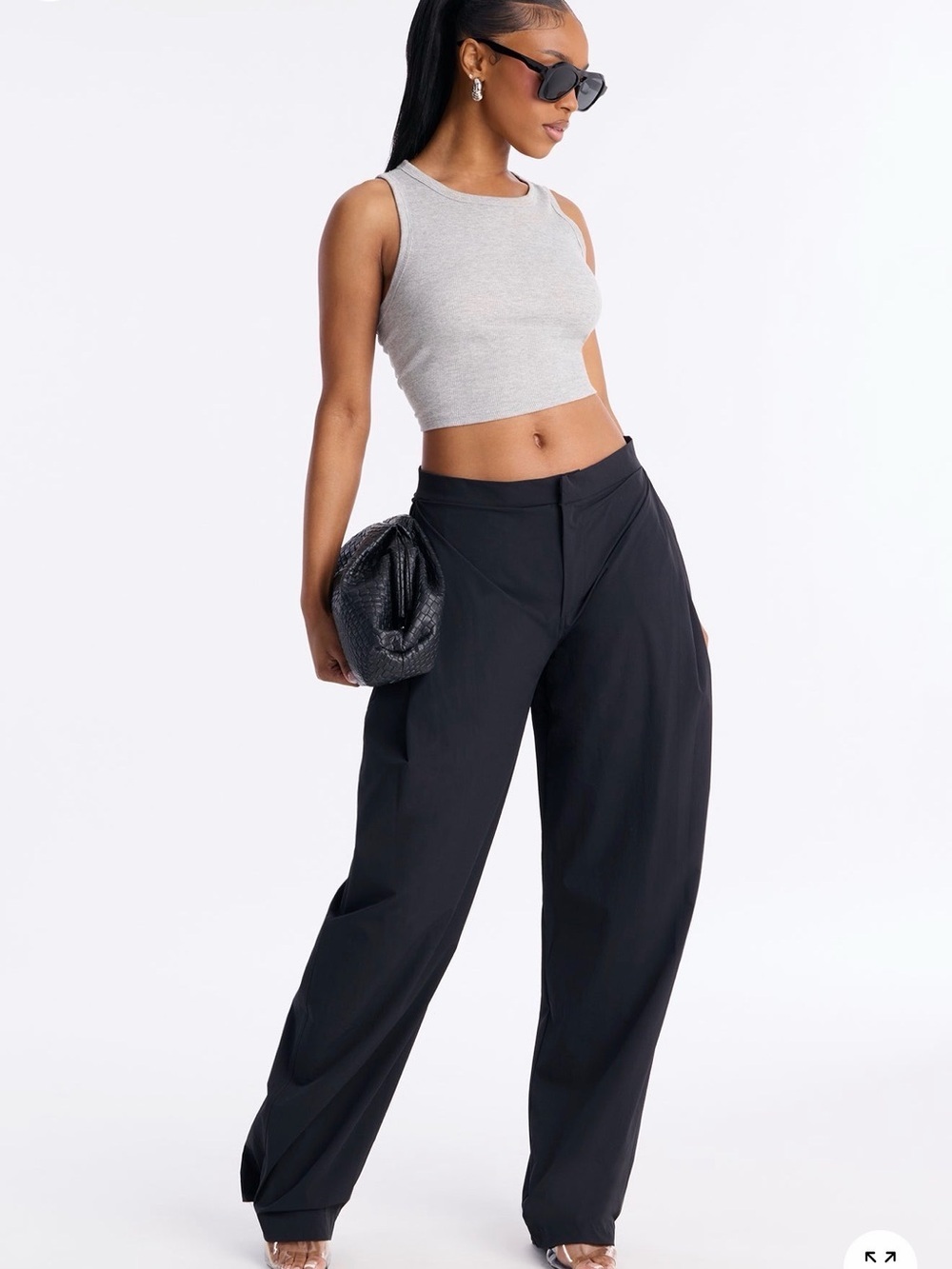 Fashion Nova Black Wide-Leg Track Pants